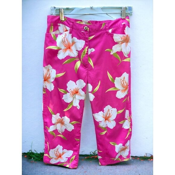 LAUREN RALPH LAUREN LADIES PINK FLORAL FLAT FRONT STRAIGHT LEGT PANTS SIZE 8 - Picture 4 of 7